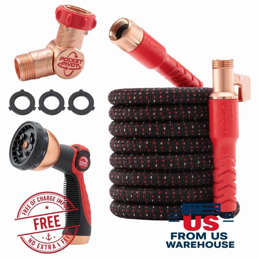 Pocket Hose Copper Head 50FT Expandable Garden Hose w/ Sprayer No-Kink 650PSI